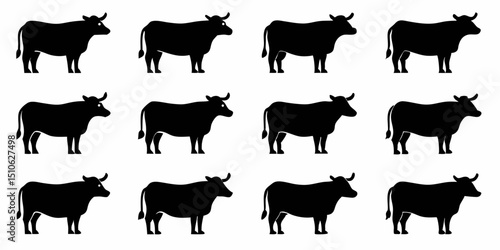 Farm animal silhouette design featuring a single isolated cow