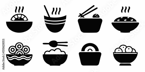 Single ramen bowl icon design for japanese cuisine branding and menu graphics