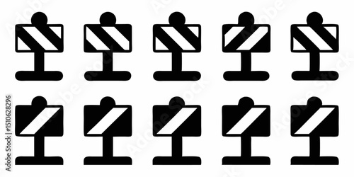 Roadblock icon set barrier symbol graphic design for safety and construction applications