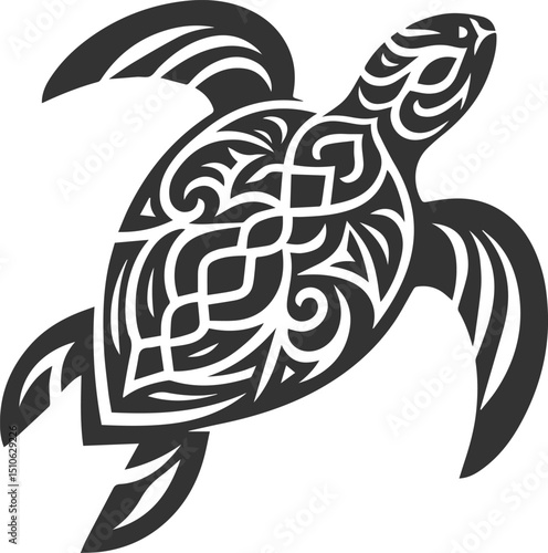 Sea animal turtle vector drawing silhouette tribal 