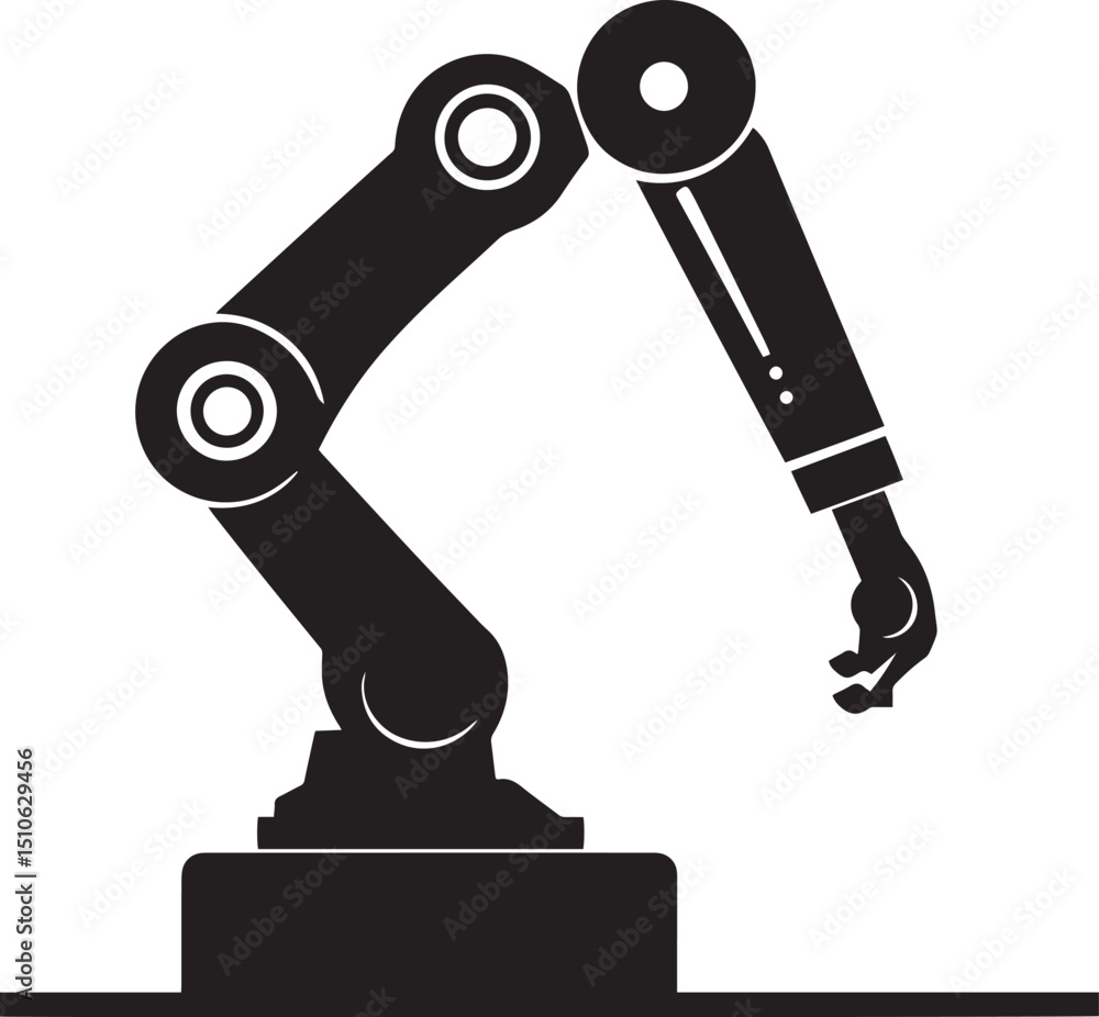 robot-arm icon clean simple silhouette black vector illustration robot-arm icon clean simple silhouette black vector illustration