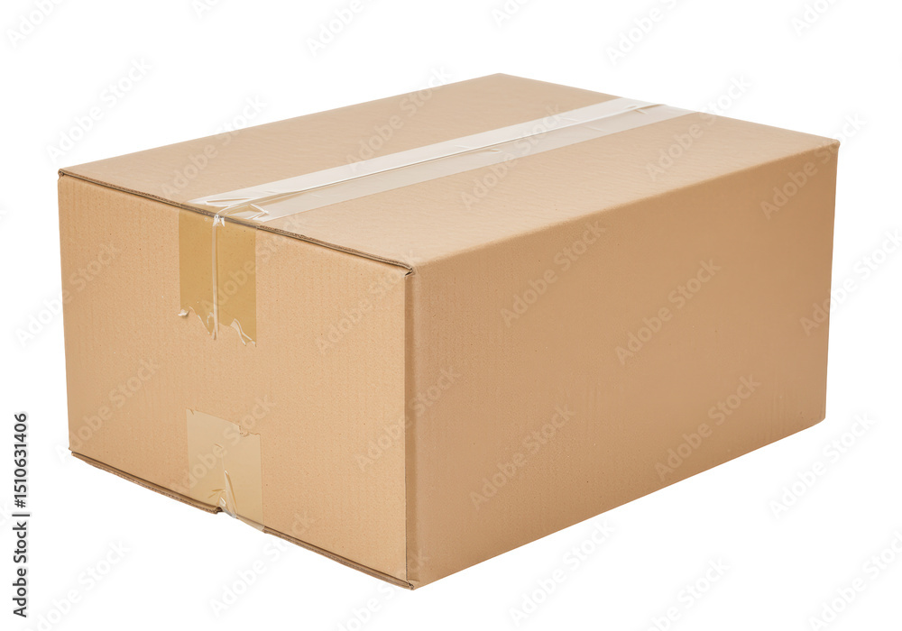 Isolated Sealed Cardboard Box with Tape Isolated Sealed Cardboard Box with Tape