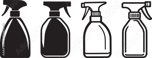 Black vector silhouette of a spray bottle icon with a clean, simple design.