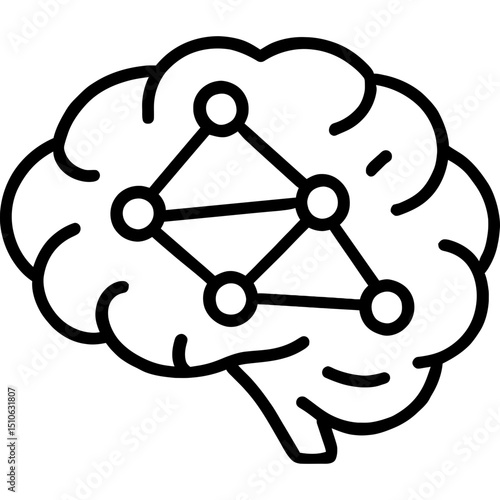 Minimalistic brain icon with nodes