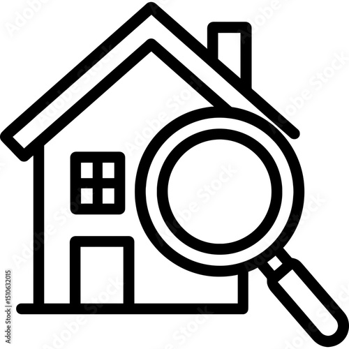 Minimalist home inspection icon with magnifying glass