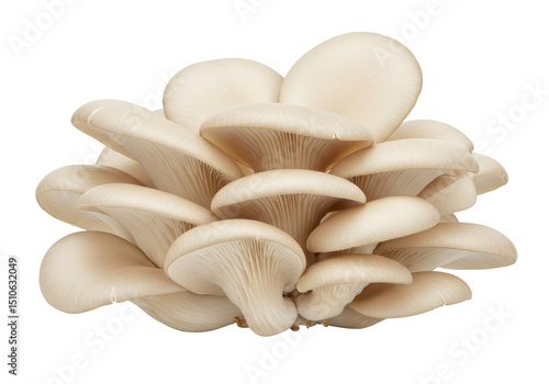 Isolated Cluster of Fresh Oyster Mushrooms