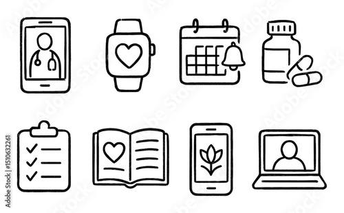 Hand-Drawn Healthcare Icons