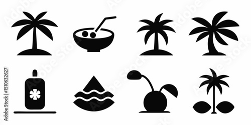 Summer beach resort logo design featuring a coconut tree