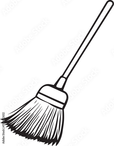 broom clean simple vector linear outline black vector illustration
