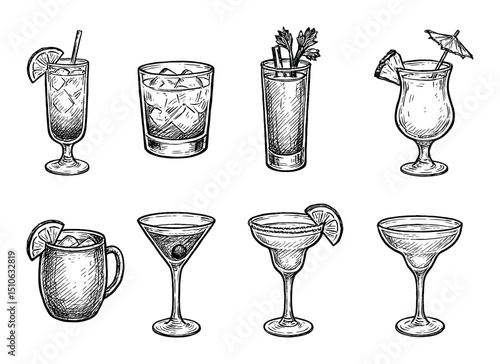 Cocktail Icons Sketch