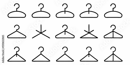 High quality thin line hanger icons set perfectly isolated on a white background for seamless integration into various design projects