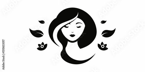 Elegant woman face logo design for salon hair treatment and spa businesses