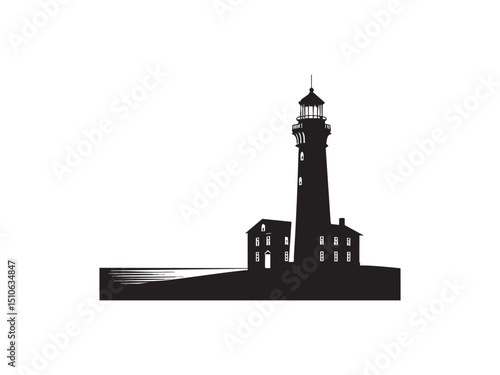 Lighthouse Silhouette – Clean Vector for Navigation, Coast Guard, and Sea Safety.