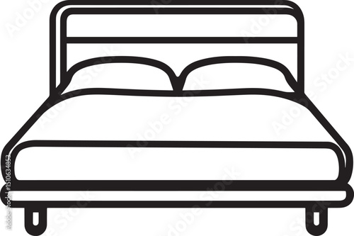 Black vector outline of a bed icon in a clean, simple design.