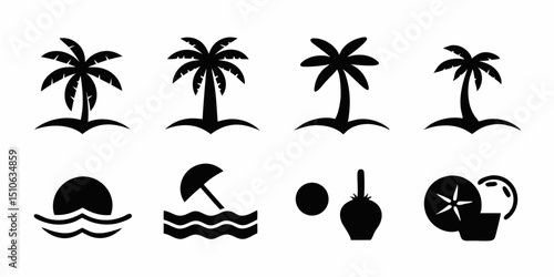 Tropical beach resort logo design featuring a coconut tree