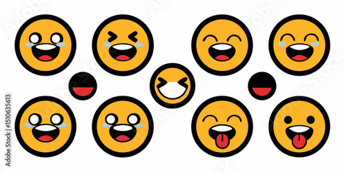 Delightful cartoon smiley face design with tongue out and yummy expression
