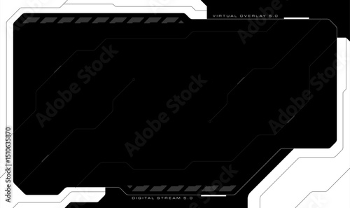 Cyber UI Frame Design Template. Cyberpunk Stream Overlay Tech Frame Background.