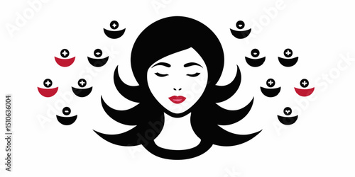 Elegant woman face logo design for salon hair treatment and spa businesses