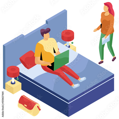 Premium download illustration of hotel room
