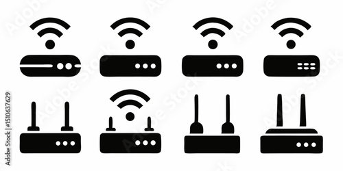 Flat style wireless router modem icon design for websites and applications