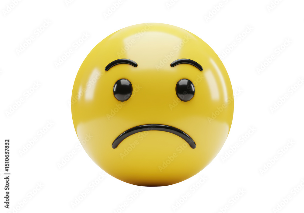 Fototapeta premium Isolated Sad Emoji with Downcast Expression