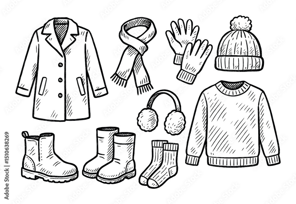 Fototapeta premium Winter Clothing Icons