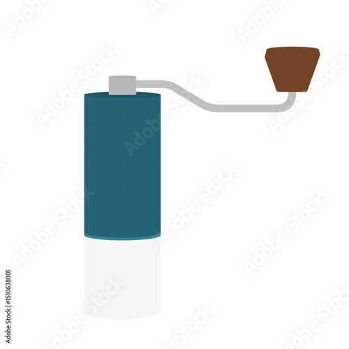 Manual Blue Coffee Mill Illustration on White Background
