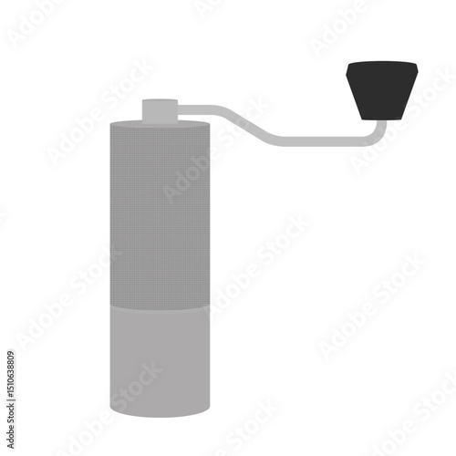 Manual Silver Coffee Mill Illustration on White Background