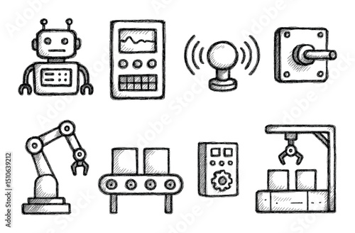 Hand-Drawn Robotics Icons