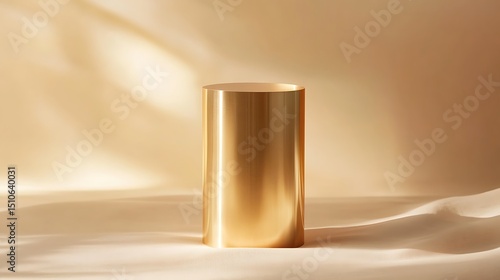 a gold cylinder on a pink background