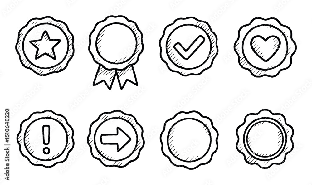 Hand-Drawn Badge Icons Hand-Drawn Badge Icons