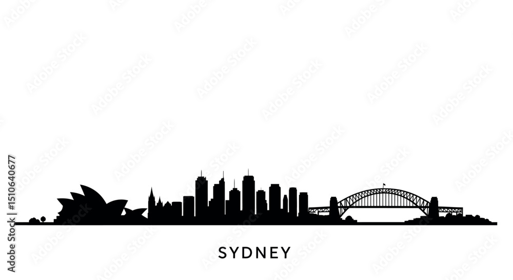 Fototapeta premium Sydney skyline silhouette with opera house and harbour bridge