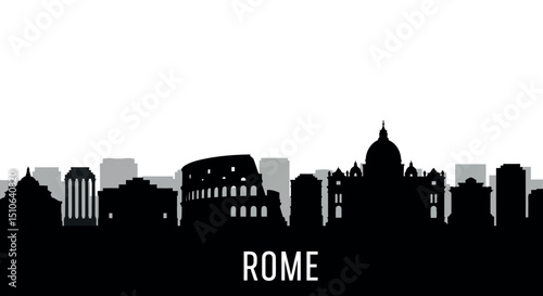 Rome skyline silhouette featuring colosseum and st. peter's basilica