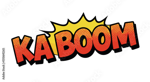 Comic style 'kaboom' explosion text with pop art design elements