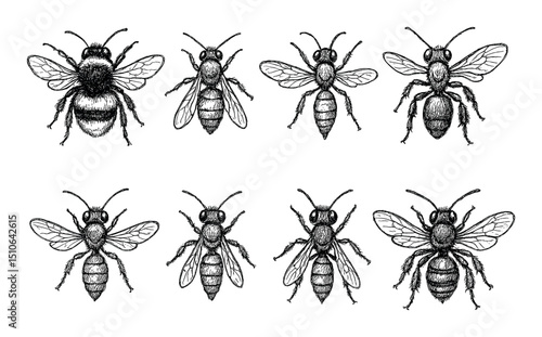 Hand-Drawn Bee Icons