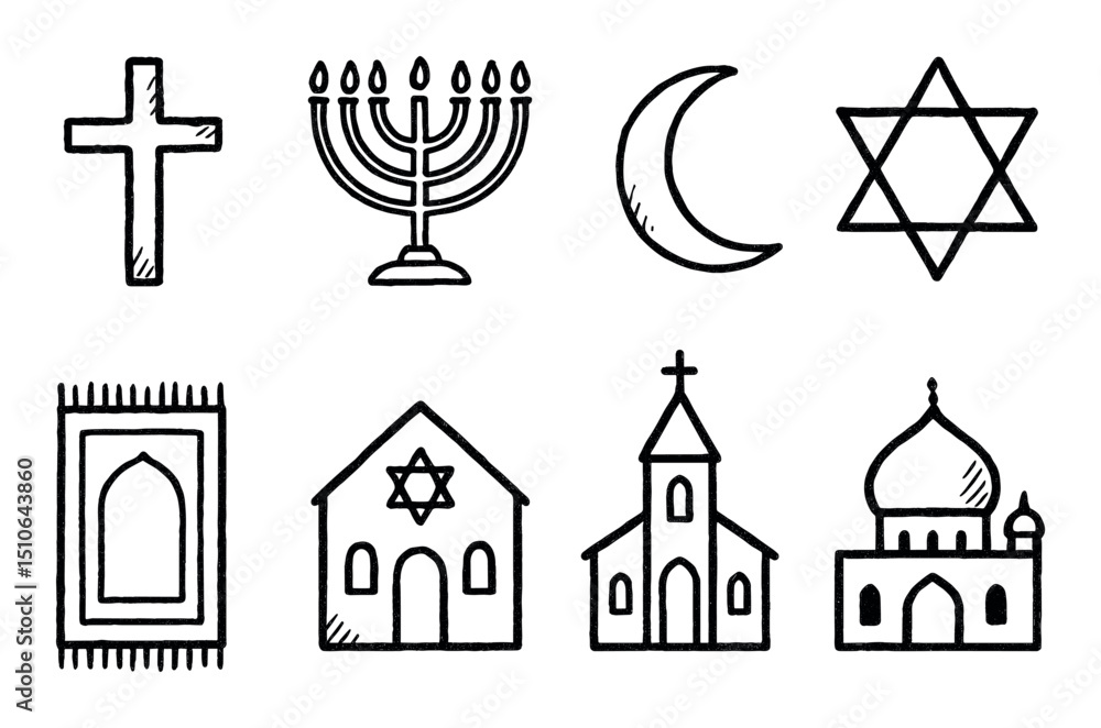 Fototapeta premium Religious Symbols Sketch