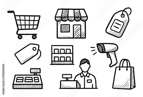Hand-Drawn Shopping Icons