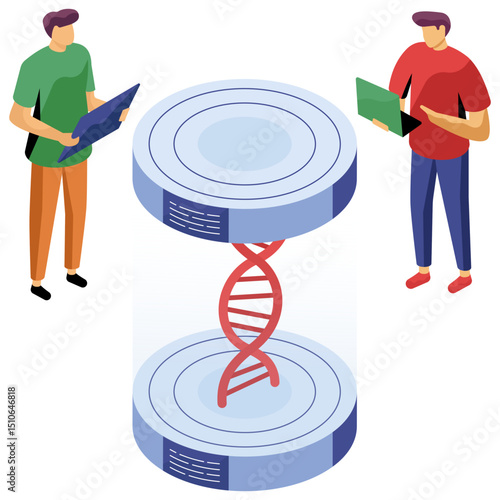 DNa illustration in isometric design, genetic material vector 
