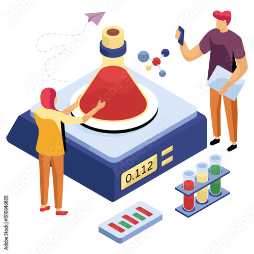 An editable design illustration of chemical weighing 