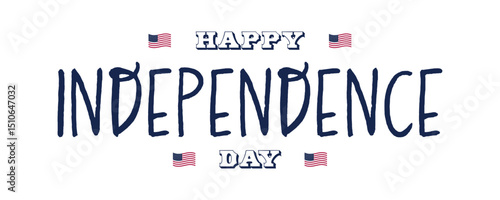 Celebrate freedom and patriotism with this vibrant Happy Independence Day sign, featuring festive stars, colorful petards, and the bold American flag. Designed for the 4th of July, this vector illustr