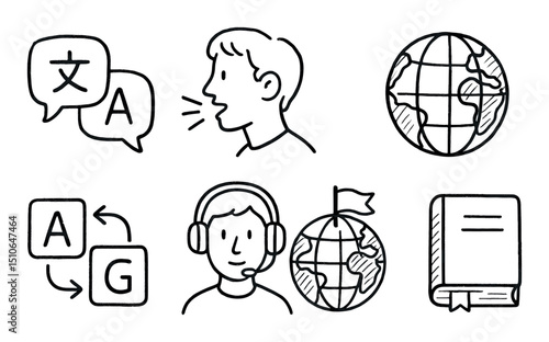 Hand-Drawn Language Icons