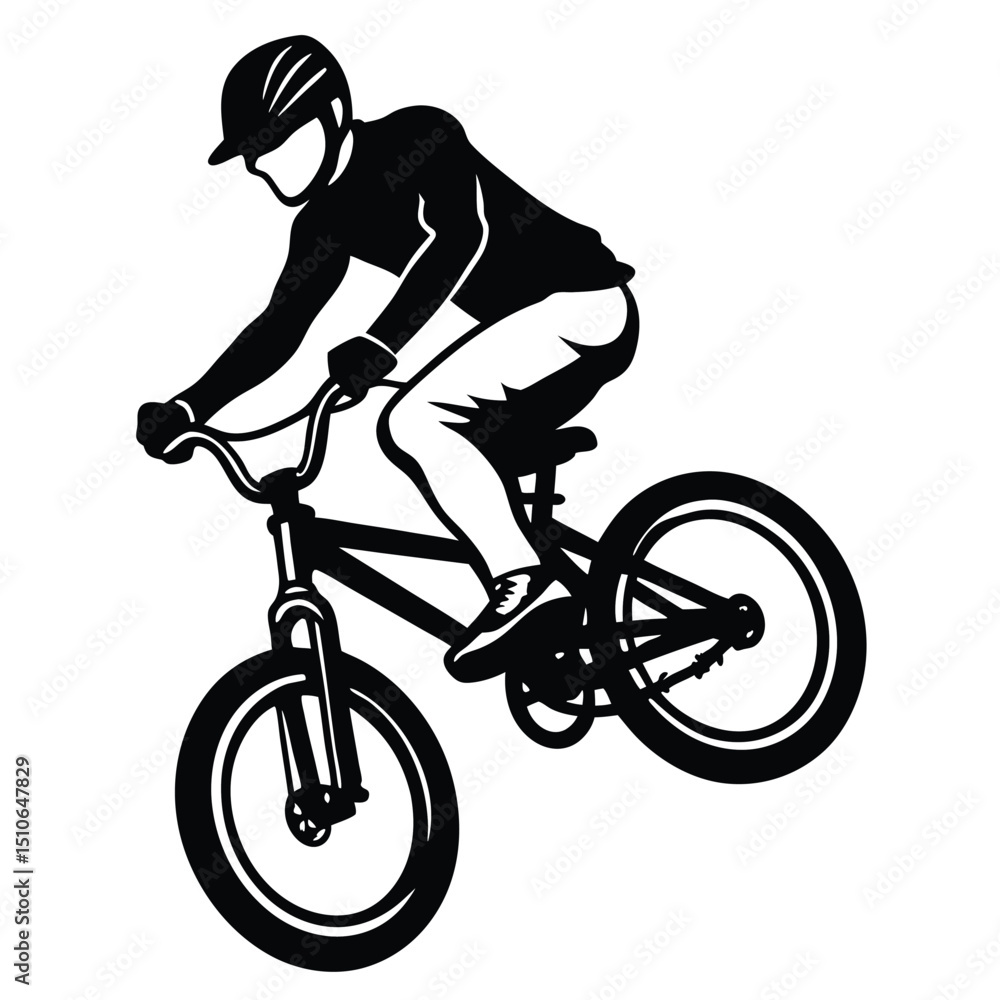 Fototapeta premium Dynamic BMX riders in action, perfect for apparel or decals.