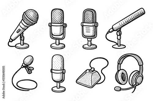 Hand-drawn Mic Icons