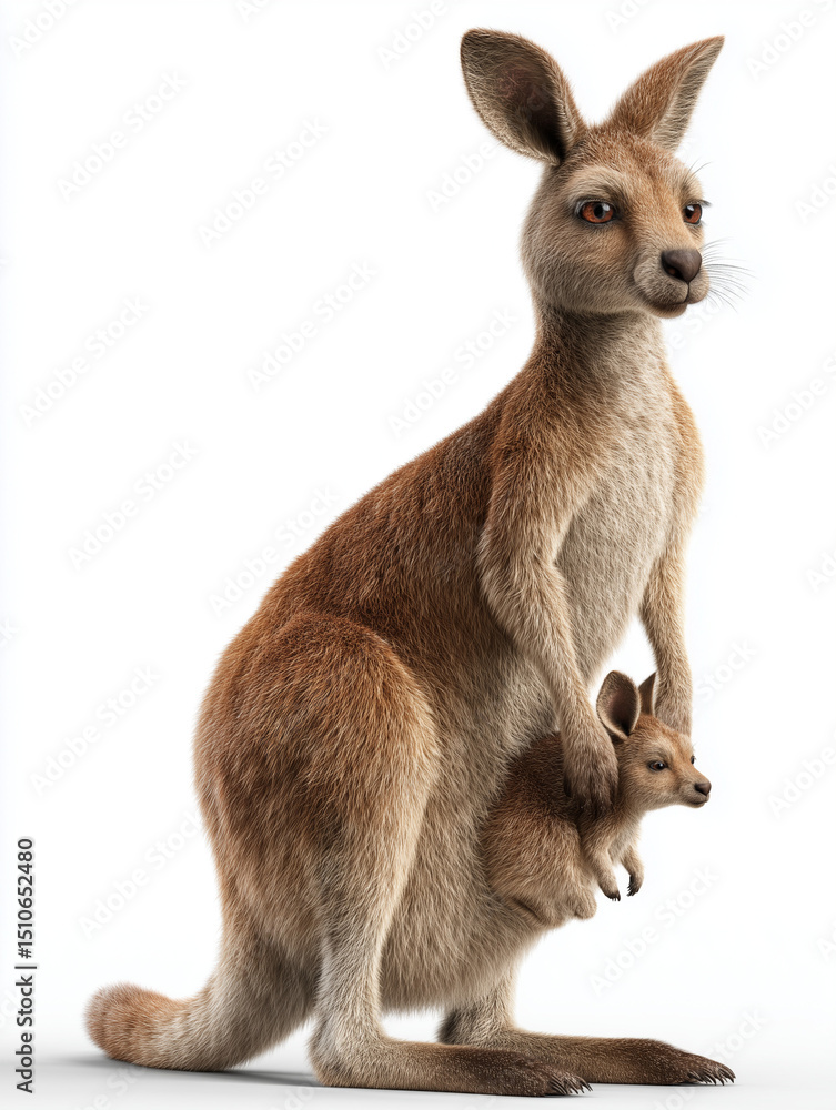 Fototapeta premium young kangaroo isolated on white