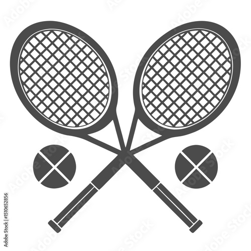 Crossed tennis rackets and balls silhouette