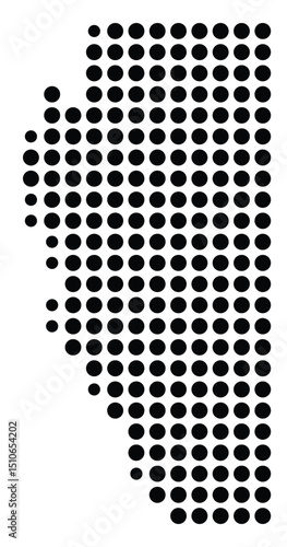 Symbol Map Of the County Adams (Wisconsin, US) showing the County with a few black dots