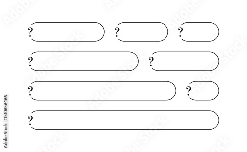 Chat window with ? question mark outline icon. Message box or Speech Bubble space for text
