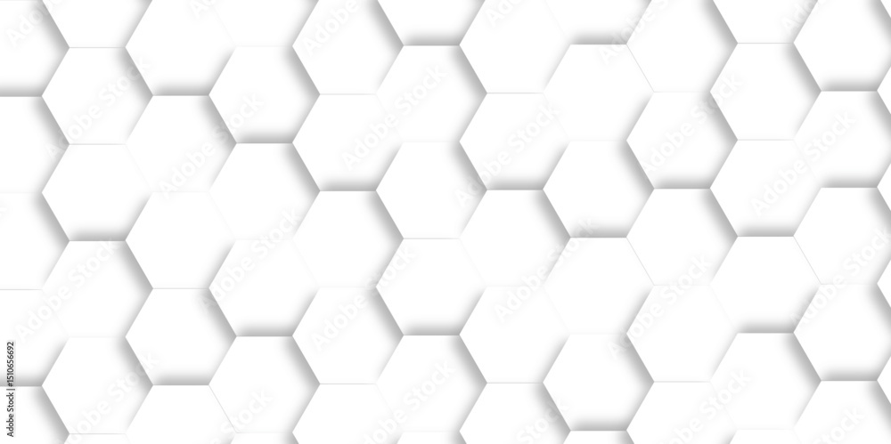 Naklejka premium Abstract white background with hexagons. Abstract hexagon polygonal pattern background vector. seamless bright white Pattern with hexagons illustration of a honeycomb. Futuristic surface .