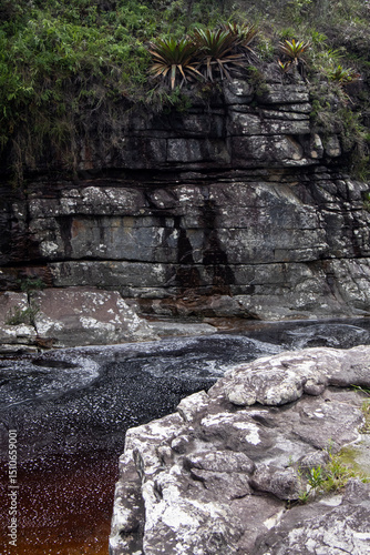 Black Stone Wall in the Mountains
