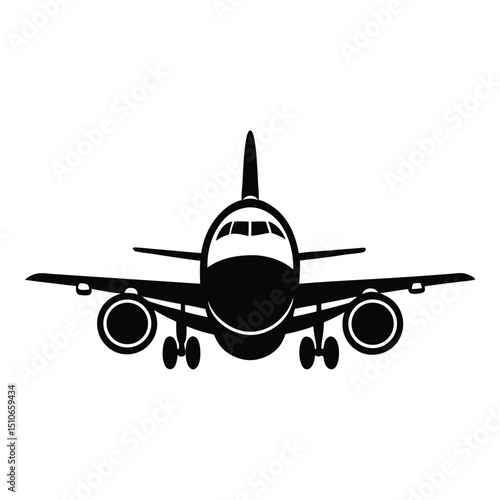silhouette of airplane, soaring through the sky, Flying passenger airplane
